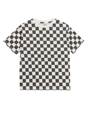 

Boys M&S Collection Pure Cotton Checkerboard T-Shirt (6-16 Yrs) - Black Mix, Black Mix