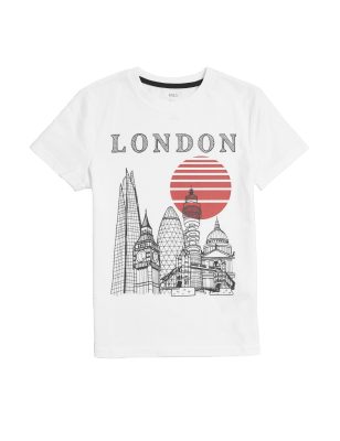 

Boys M&S Collection Pure Cotton London Graphic T-Shirt (6-16 Yrs) - White Mix, White Mix