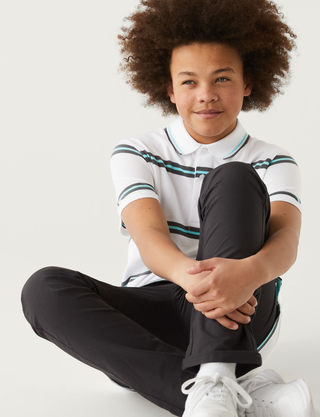 Pure Cotton Striped Polo Shirt (6-16 Yrs) image 1