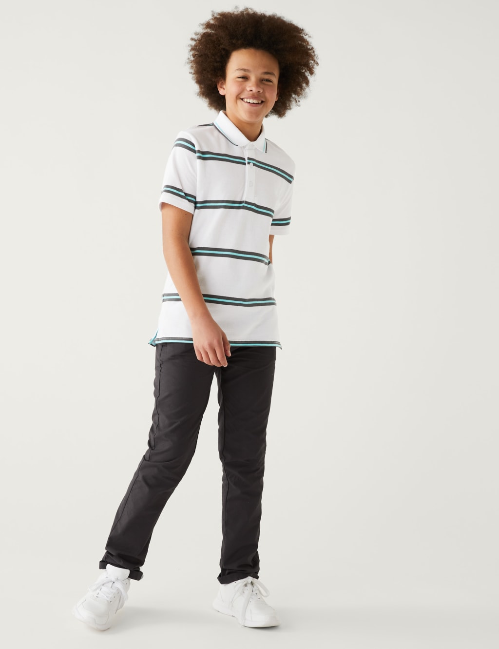 Pure Cotton Striped Polo Shirt (6-16 Yrs) image 2