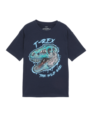 

Boys M&S Collection Pure Cotton Dinosaur T-Shirt (6-16 Yrs) - Navy, Navy