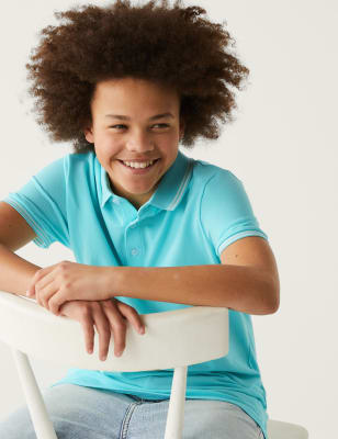 

M&S Collection Poloshirt aus reiner Baumwolle (6-16 J.) - Aqua, Aqua