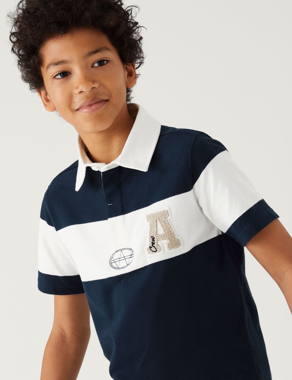 Pure Cotton Colour Block Rugby Shirt (6-16 Yrs) image 1