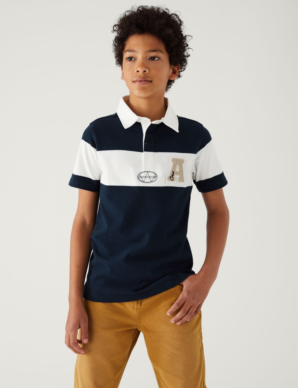 Pure Cotton Colour Block Rugby Shirt (6-16 Yrs) image 2