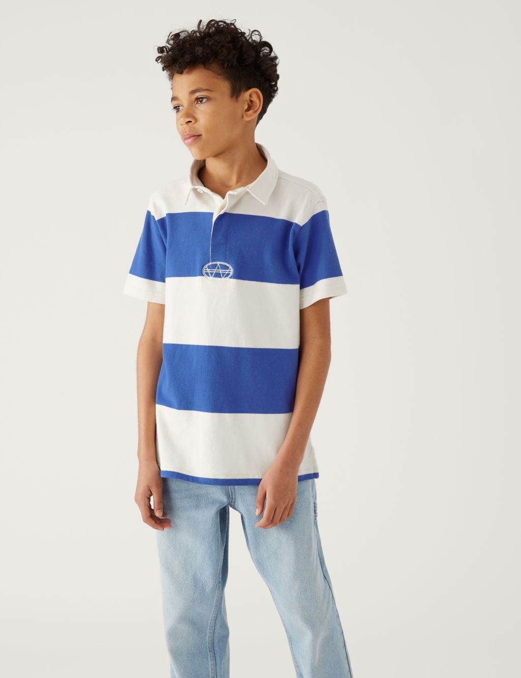 Pure Cotton Striped Rugby Shirt (6-16 Yrs) image 1