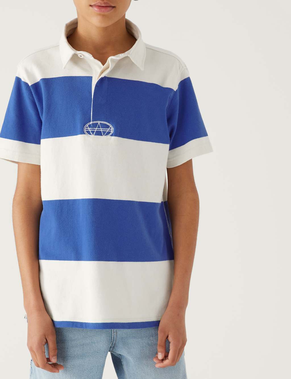Pure Cotton Striped Rugby Shirt (6-16 Yrs) image 2
