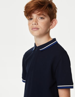 

Boys M&S Collection Cotton Rich Half Zip Polo Shirt (6-16 Yrs) - Navy, Navy