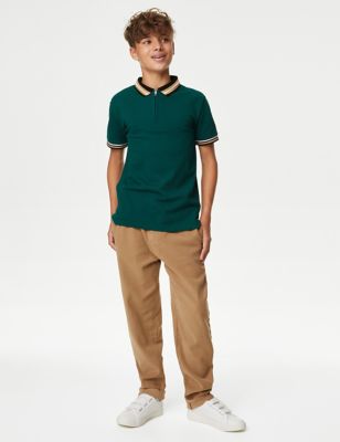 Cotton Rich Half Zip Polo Shirt (6-16 Yrs)