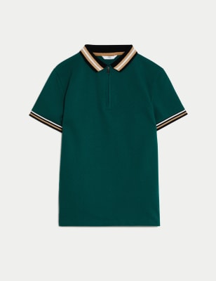 Cotton Rich Half Zip Polo Shirt (6-16 Yrs)