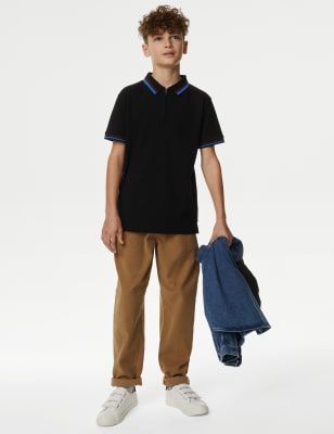 

M&S Collection Polo de algodón con media cremallera (6-16 años) - Black, Black