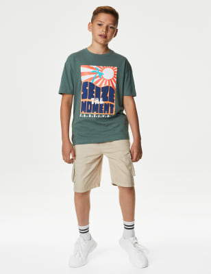 

Boys M&S Collection Pure Cotton Festival Slogan T-Shirt (6-16 Yrs) - Dark Sage, Dark Sage