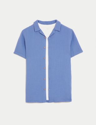 2pc Pure Cotton Shirt & T-Shirt Set (6-16 Yrs)