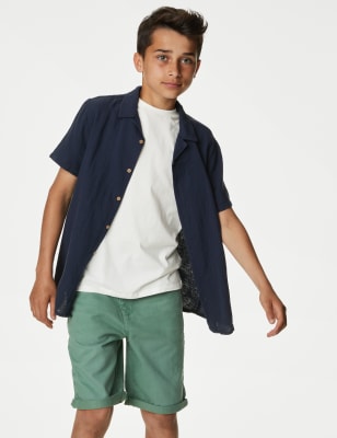 2pc Pure Cotton Shirt & T-Shirt Set (6-16 Yrs)