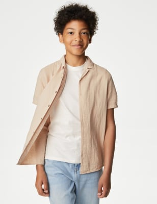 

Boys M&S Collection 2pc Pure Cotton Shirt & T-Shirt Set (6-16 Yrs) - Stone, Stone