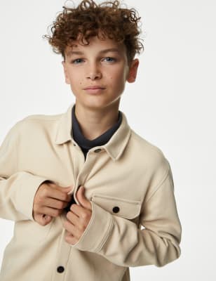 Relaxed-fit overshirt in stretch jersey