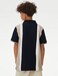純棉條紋半拉鏈 polo 衫（6 至 16 歲）