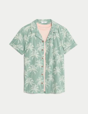 2pc Palm Print Shirt and T-Shirt Set(6-16 Yrs)