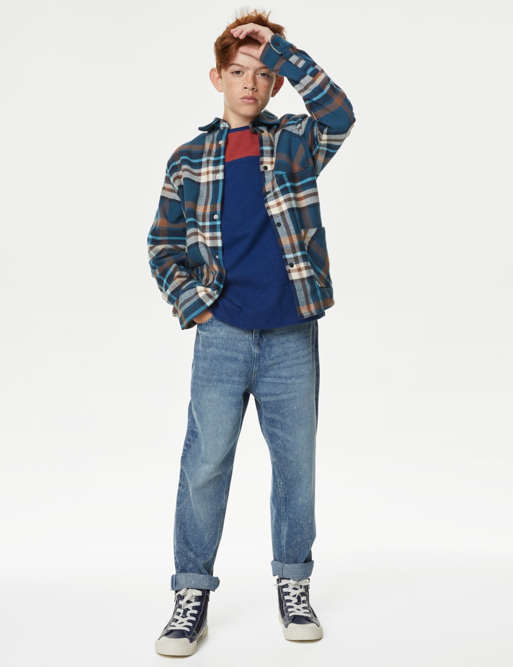 Pure Cotton Checked Shacket (6-16 Yrs) image 1