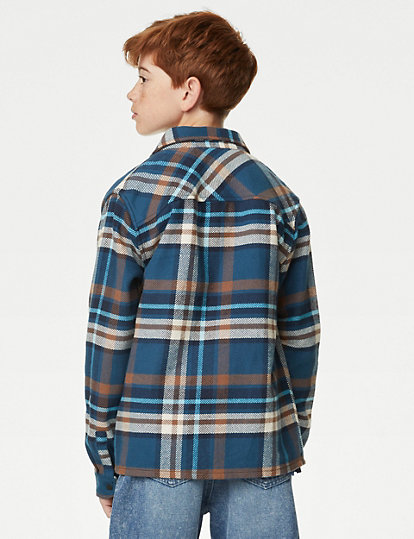 Pure Cotton Checked Shacket (6-16 Yrs)