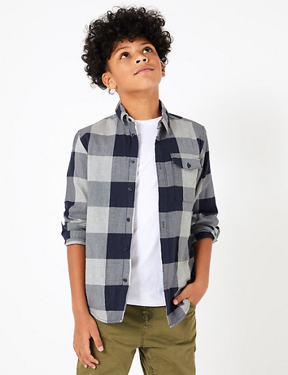 2 Piece Cotton Checked Shirt with T-Shirt (6-16 Yrs)