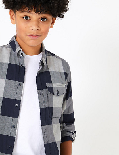 2 Piece Cotton Checked Shirt with T-Shirt (6-16 Yrs)