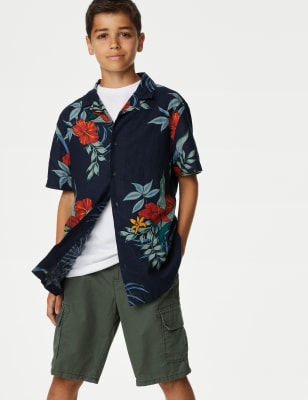 

Boys M&S Collection Linen Blend Floral Shirt (6-16 Yrs) - Navy Mix, Navy Mix