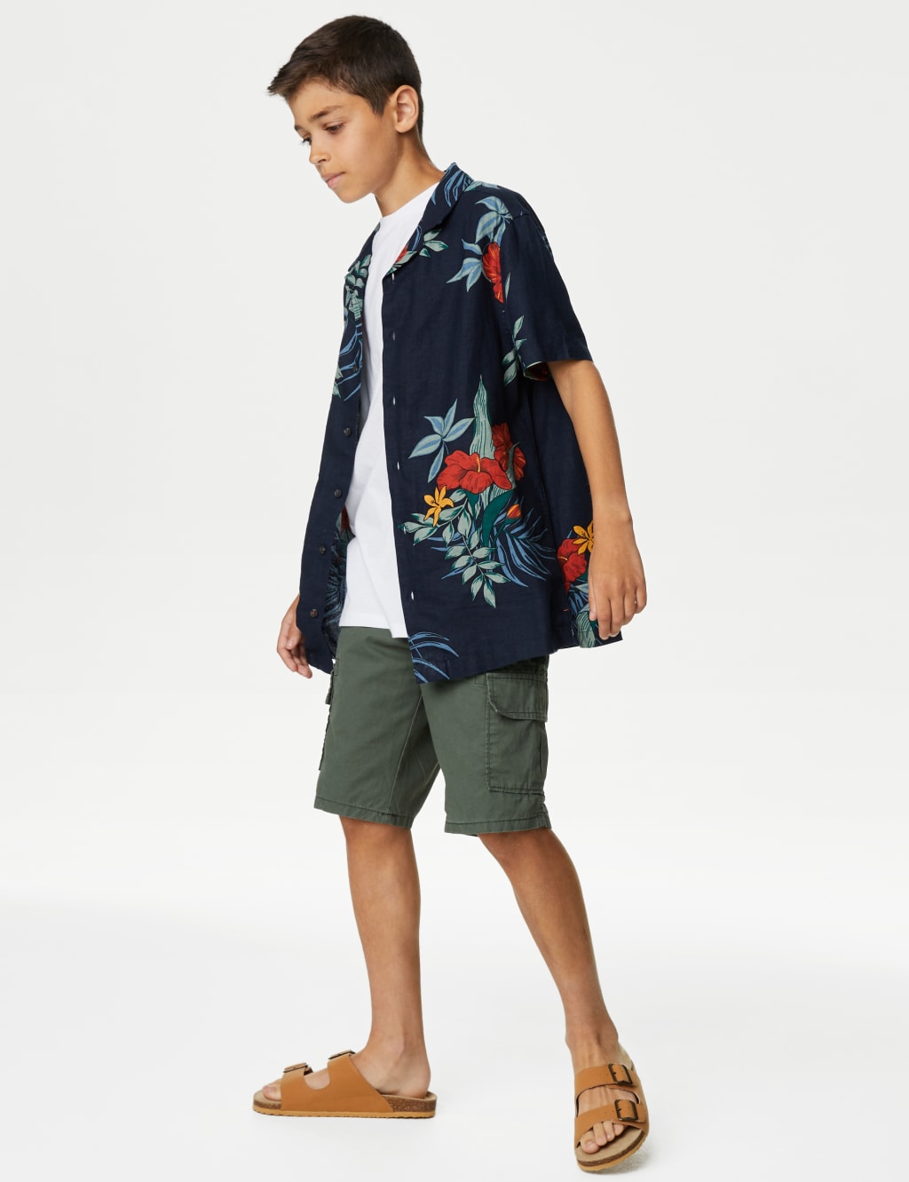 Linen Blend Floral Shirt (6-16 Yrs) image 3