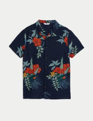 Linen Blend Floral Shirt (6-16 Yrs)