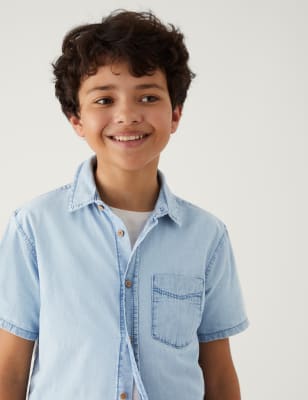 

M&S Collection Camisa de chambray 100% algodón (6-16 años), Chambray