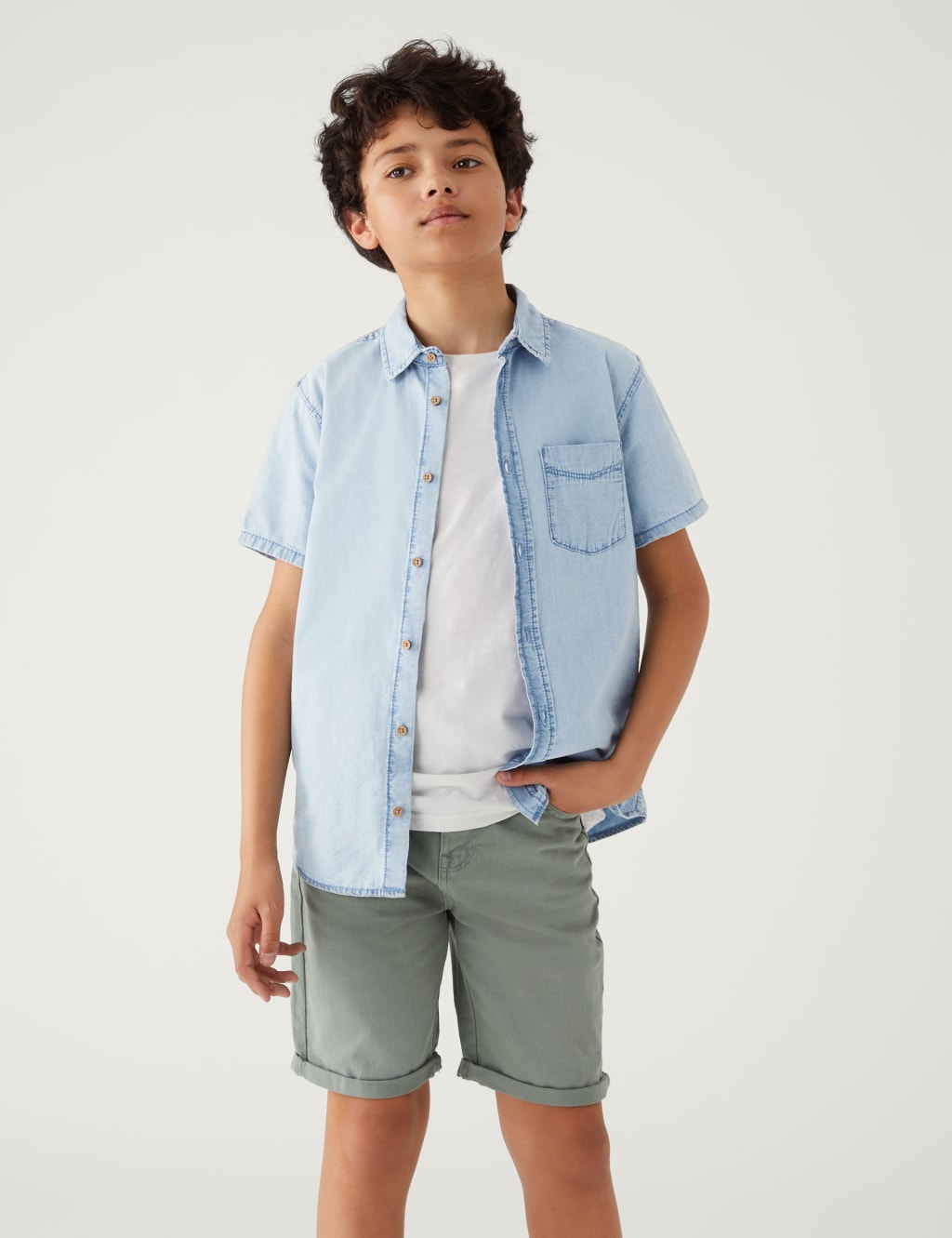 Pure Cotton Chambray Shirt (6-16 Yrs) image 2