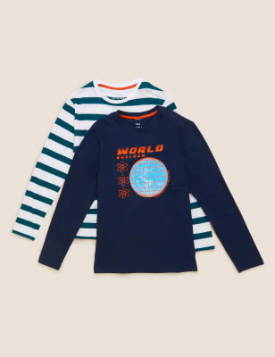 

M&S Collection Pack de 2 tops 100% algodón adaptables estampados (2-16 años) - Multi, Multi