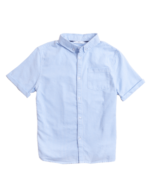

M&S Collection Gestreiftes T-Shirt aus reiner Baumwolle (6-16 J.) - Blue, Blue