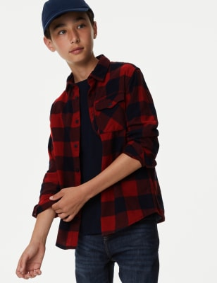 

Boys M&S Collection 2pc Pure Cotton Checked Shirt and T-Shirt (6-16 Yrs) - Red Mix, Red Mix