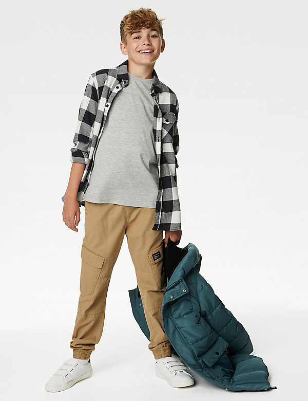 2pc Pure Cotton Checked Shirt and T-Shirt (6-16 Yrs) - GR