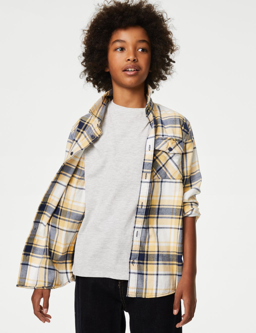 2pc Pure Cotton Checked Shirt and T-Shirt (6-16 Yrs) image 3
