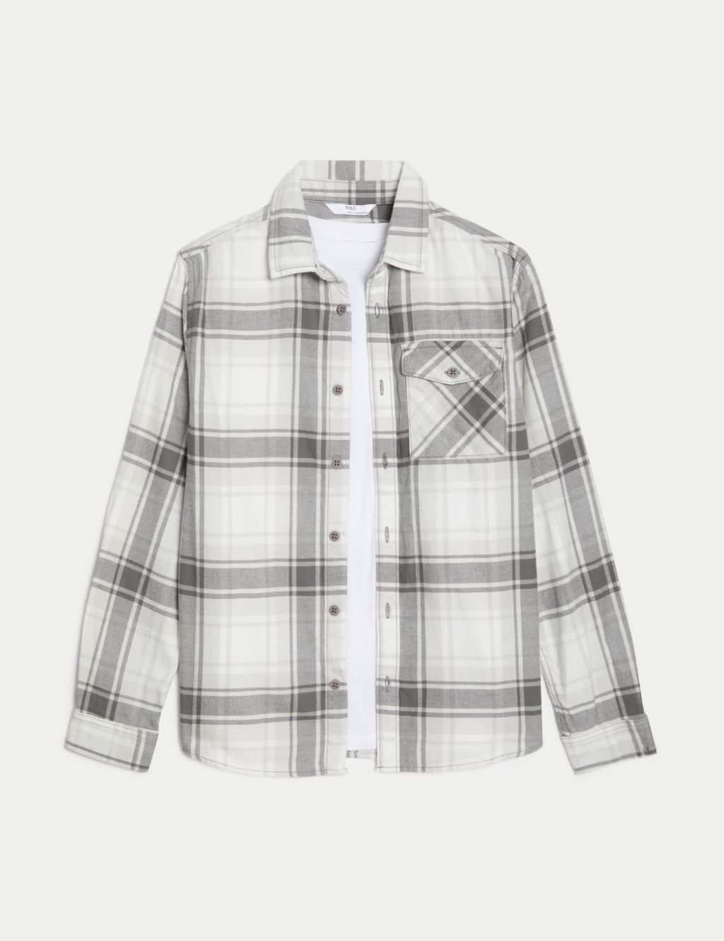 2pc Pure Cotton Checked Shirt and T-Shirt (6-16 Yrs) image 2
