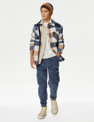 

Boys M&S Collection Borg Fleece Checked Shirt (6-16 Yrs) - Ecru Mix, Ecru Mix