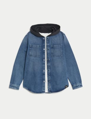2pc Cotton Rich Hooded Shirt & T-Shirt Set (6-16 Yrs)