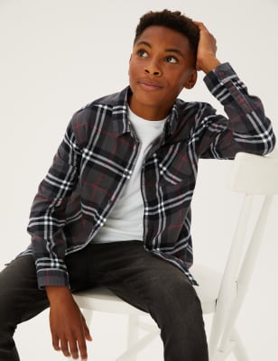 

M&S Collection 2-teiliges Set mit kariertem Hemd und T-Shirt aus reiner Baumwolle (6-16 Jahre) - Navy, Navy
