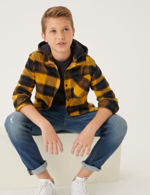 

Boys M&S Collection Pure Cotton Check Shirt With T-Shirt (6-16 Yrs) - Gold Mix, Gold Mix