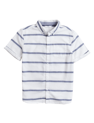 

Boys M&S Collection Pure Cotton Striped Shirt (6-16 Yrs) - Blue Mix, Blue Mix