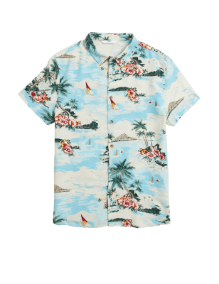 

Boys M&S Collection Linen Rich Hawaiian Print Shirt (6-16 Yrs) - Multi, Multi