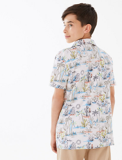 Pure Cotton Tropical Shirt with T-Shirt (6-16 Yrs)