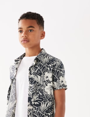 Linen Rich Palm Print Shirt (6-16 Yrs) - HU