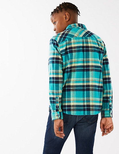 2pc Cotton Rich Checked Shirt and T-Shirt