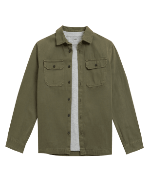 

Boys M&S Collection 2pc Pure Cotton Twill Shirt and T-Shirt Set (6 - 16 Yrs) - Khaki, Khaki