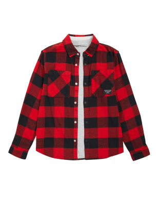 

Boys M&S Collection 2pc Pure Cotton Checked Shirt and T-Shirt (6-16 Yrs) - Red Mix, Red Mix