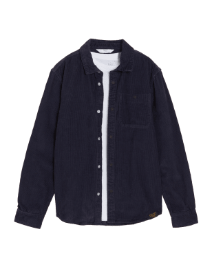 

Boys M&S Collection 2pc Pure Cotton Cord Shirt and T-Shirt (6 - 16 Yrs) - Navy, Navy