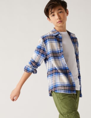 

Boys M&S Collection 2pc Pure Cotton Checked Shirt and T-Shirt (6-16 Yrs) - Blue Mix, Blue Mix