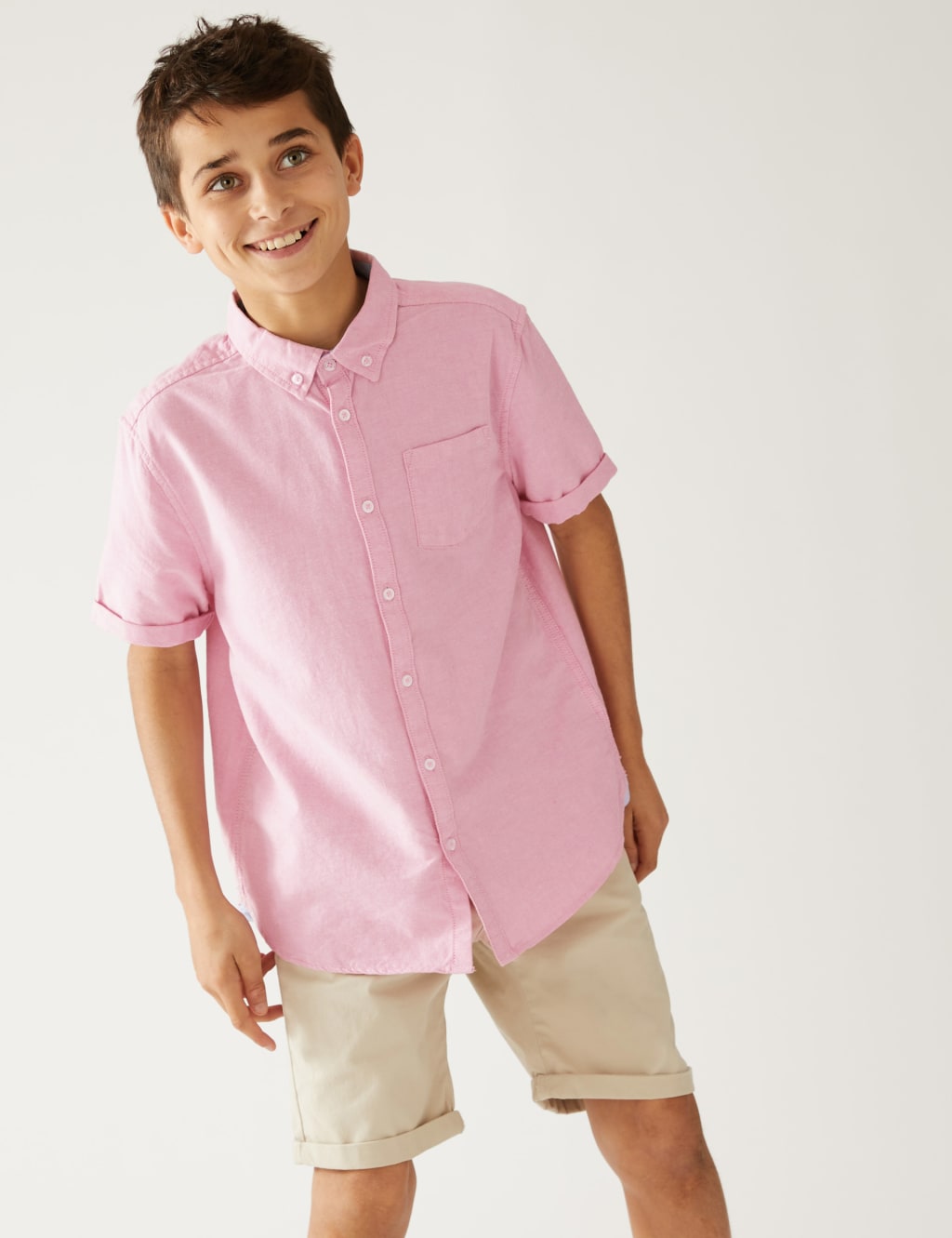 Pure Cotton Plain Shirt (6-16 Yrs) image 1